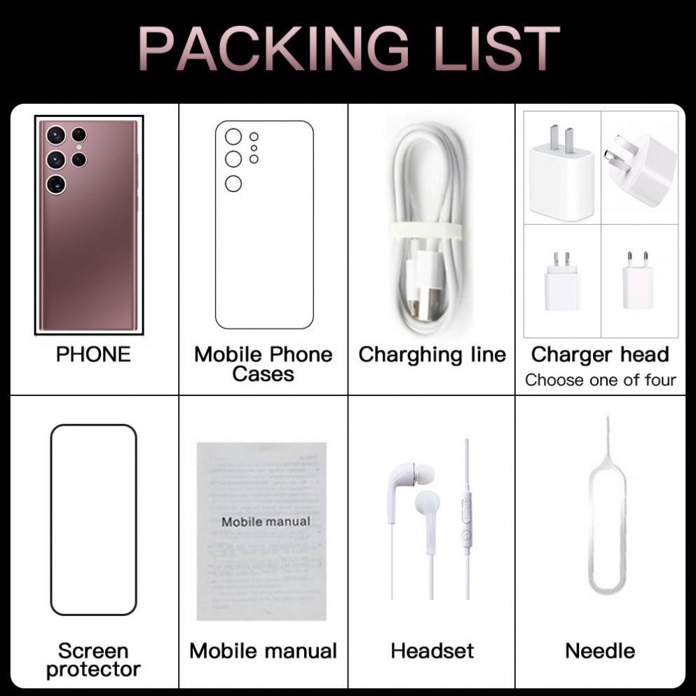 Global Version S22 Ultra Mobile Phones Wholesale 5G Smartphone Face ID Unlocked celulares handphone cheap Cell Phone